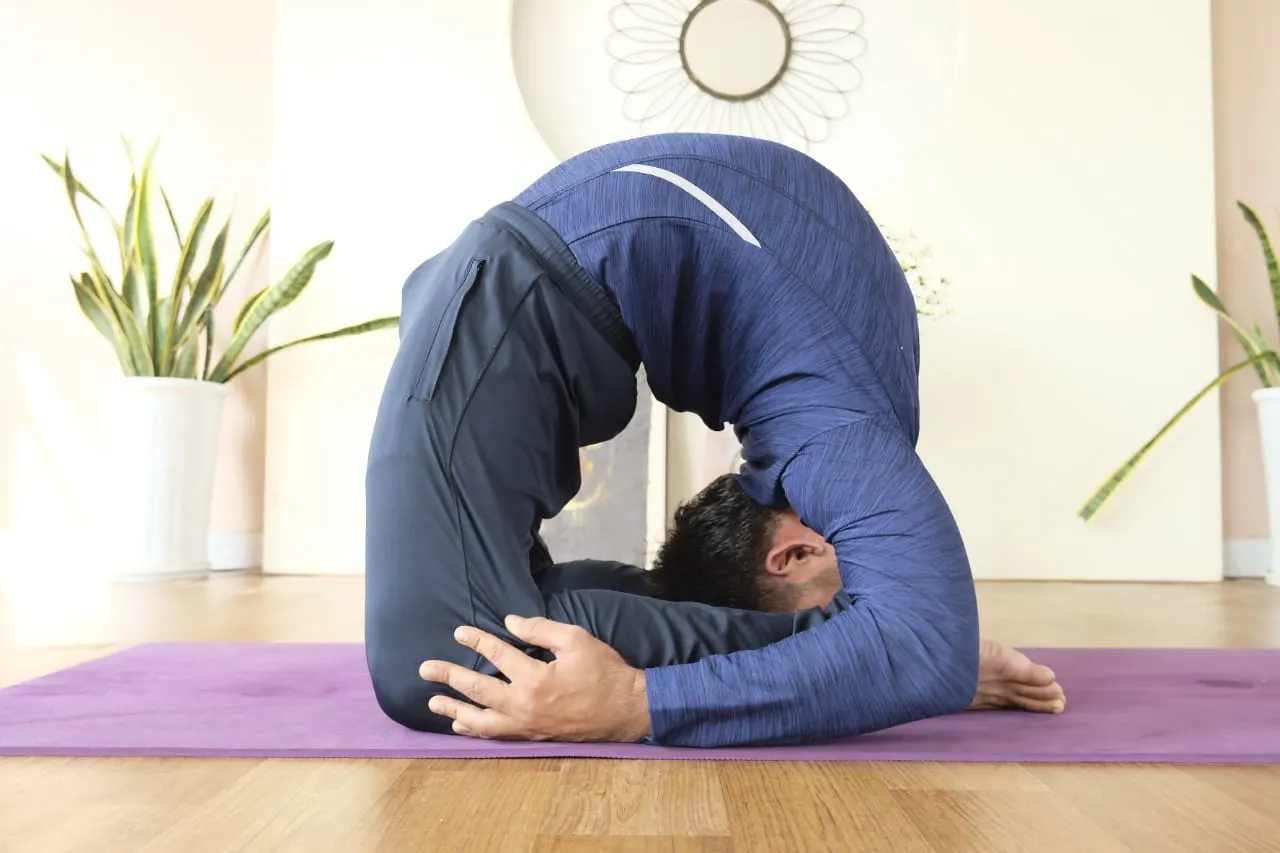 Gentle restorative posture in the sanctuary studio
