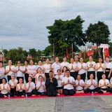 Yog Jivan students in morning namaste practice